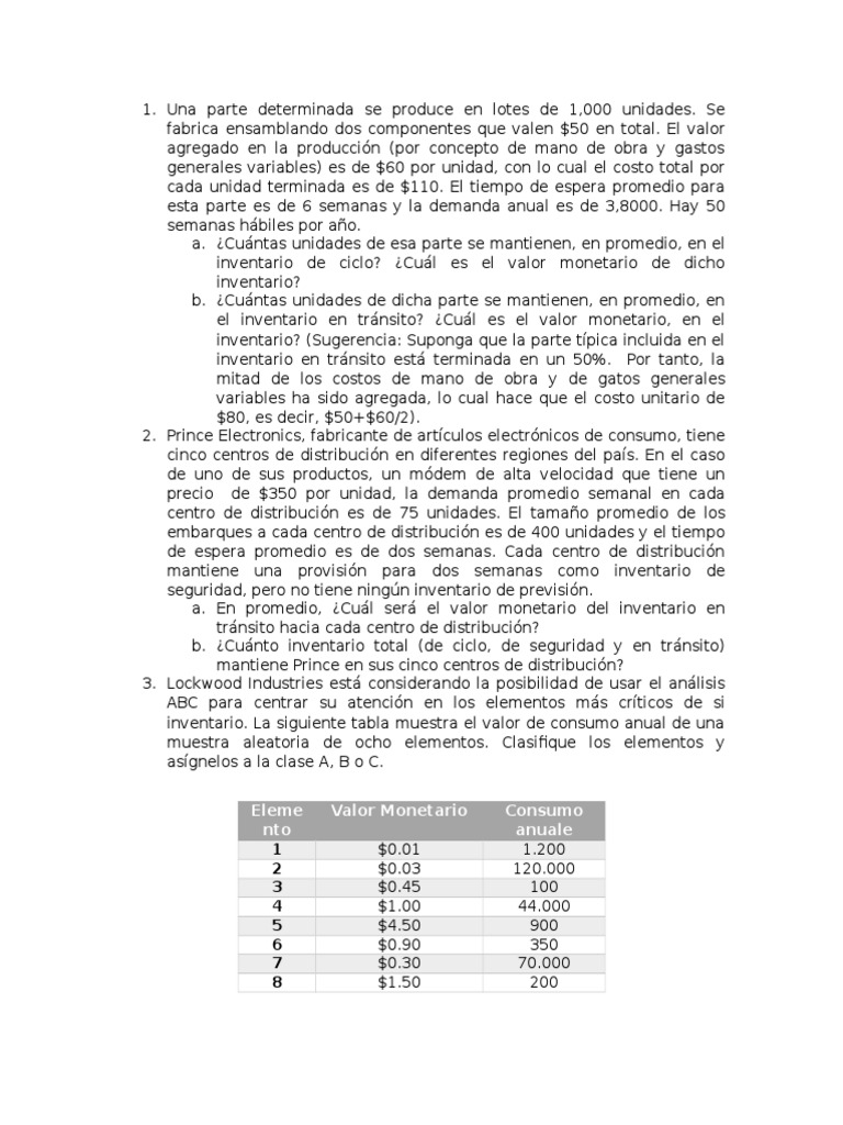 Análisis de Inventarios y Costos Empresariales | PDF | Inventario ...
