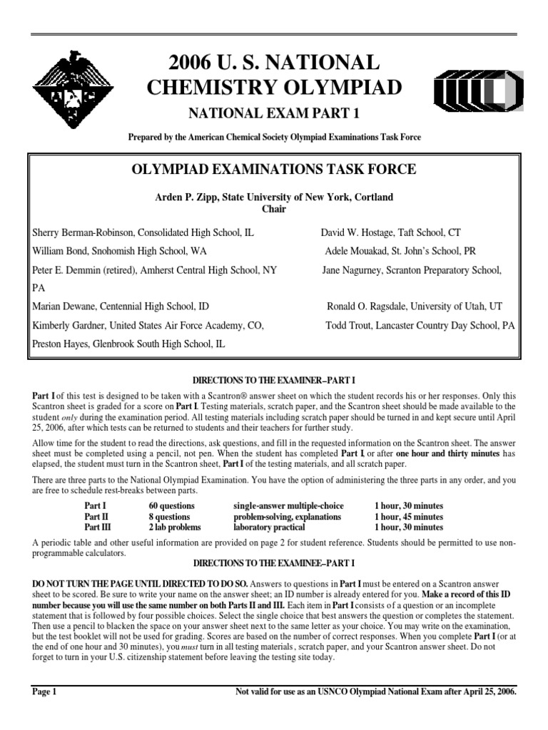 2006 Usnco Exam Part I | PDF
