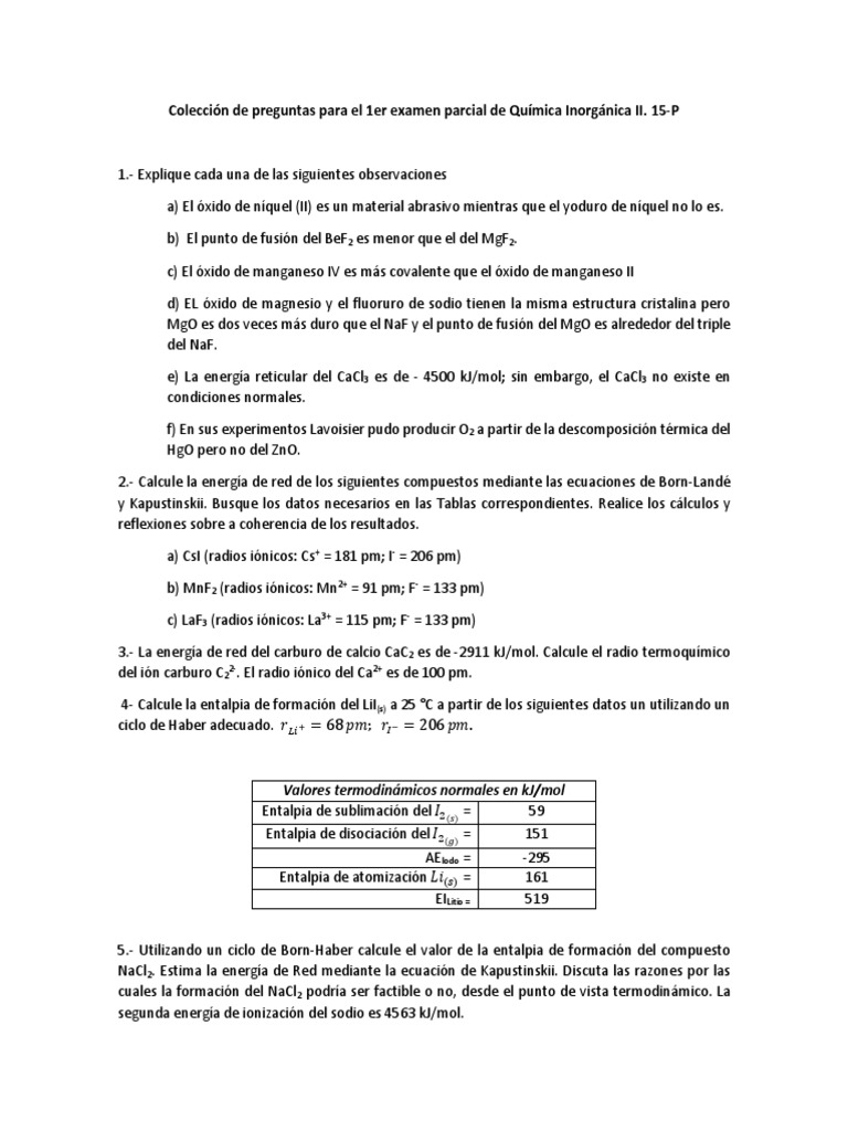Colección de Preguntas Para El 1er Examen Parcial de