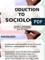 Sociology: Jenelyn T. Demagajes Society and Culture