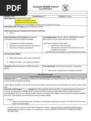 introduction to health class lesson plan