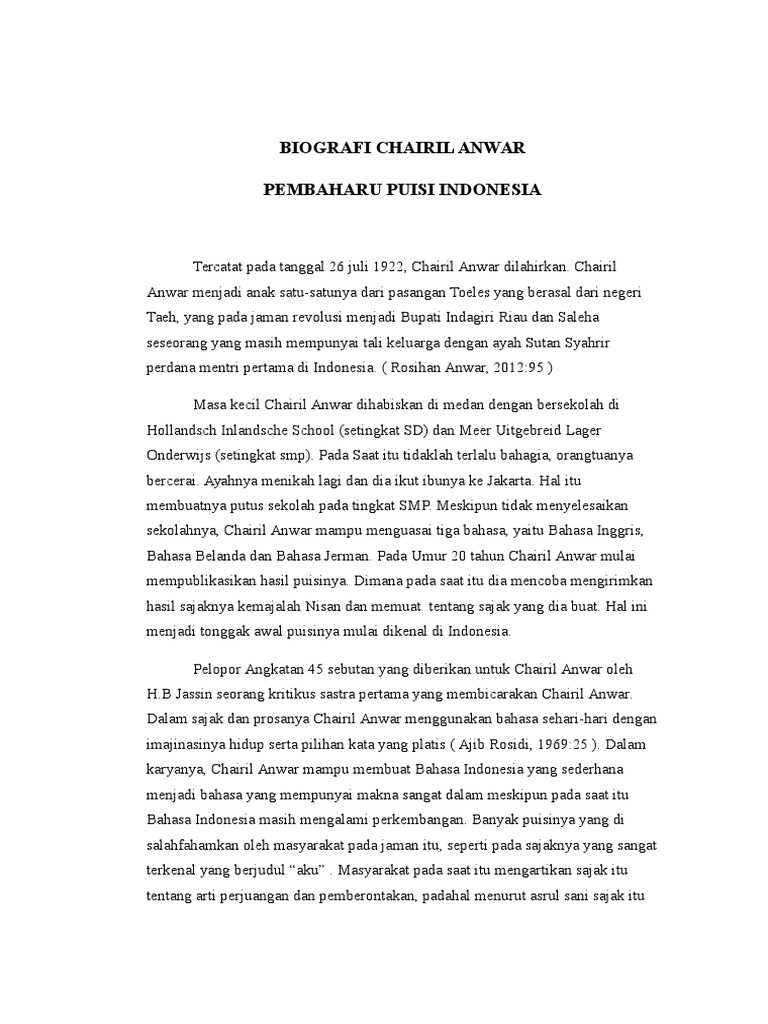 Unduh Gratis Gambar Biografi Chairil Anwar Terkeren by Katacinta.co
