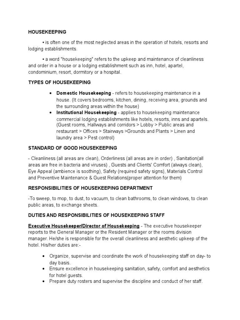 Housekeeping | Pdf | Housekeeping | Laundry