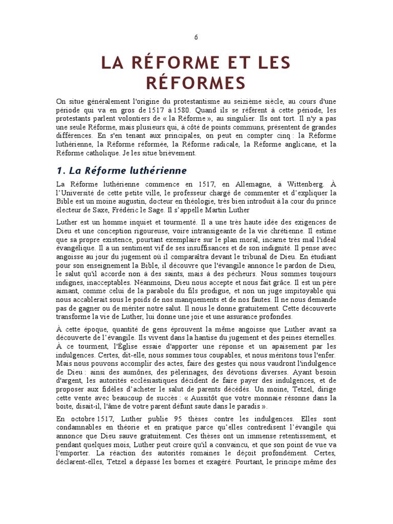 La Réforme Et Les Réformes John Calvin Protestantisme