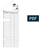 Waste Sheet: Date Branch Person Incharge