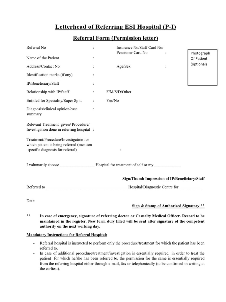 Esic Format Hospital Patient Free 30day Trial Scribd