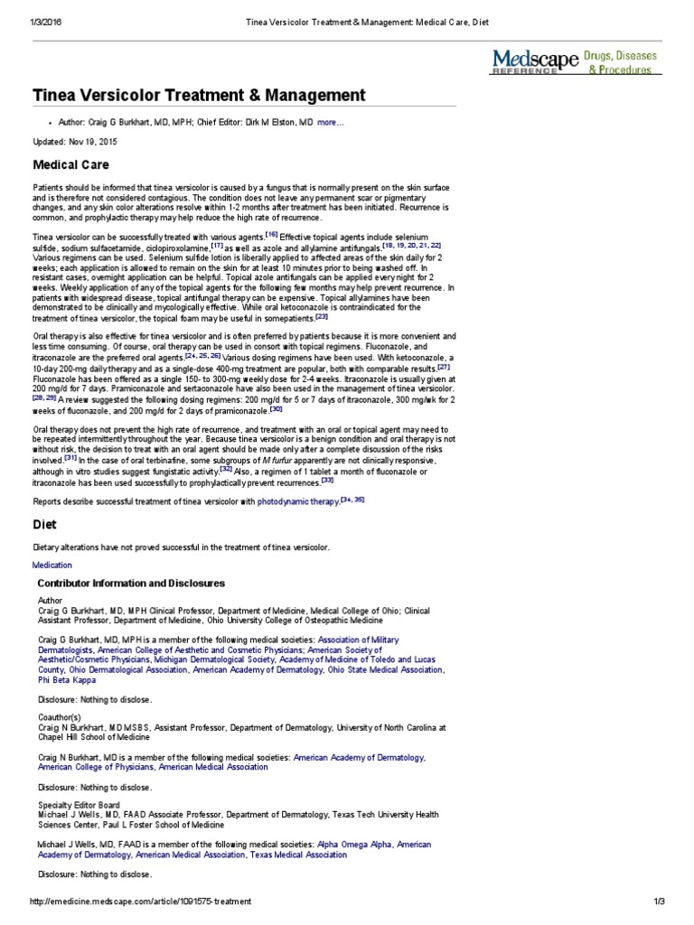 Tinea Versicolor Treatment & Management_ Medical Care, Diet Topical