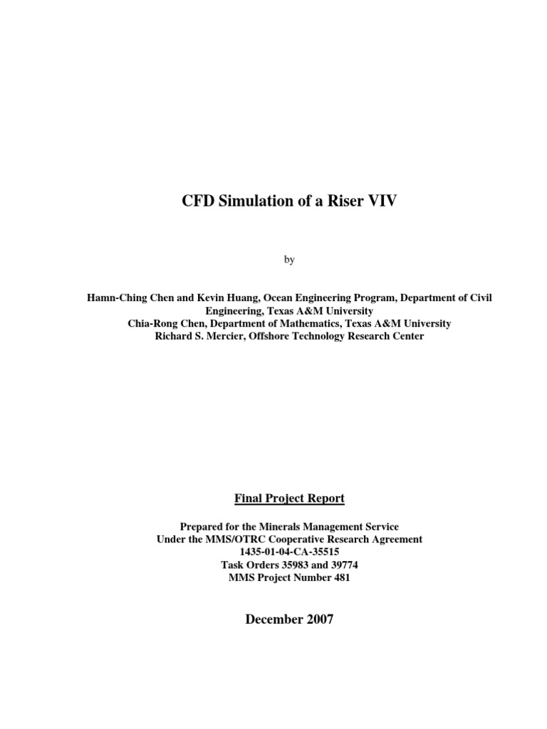 CFD Simulation of A Riser VIV | PDF | Computational Fluid Dynamics ...