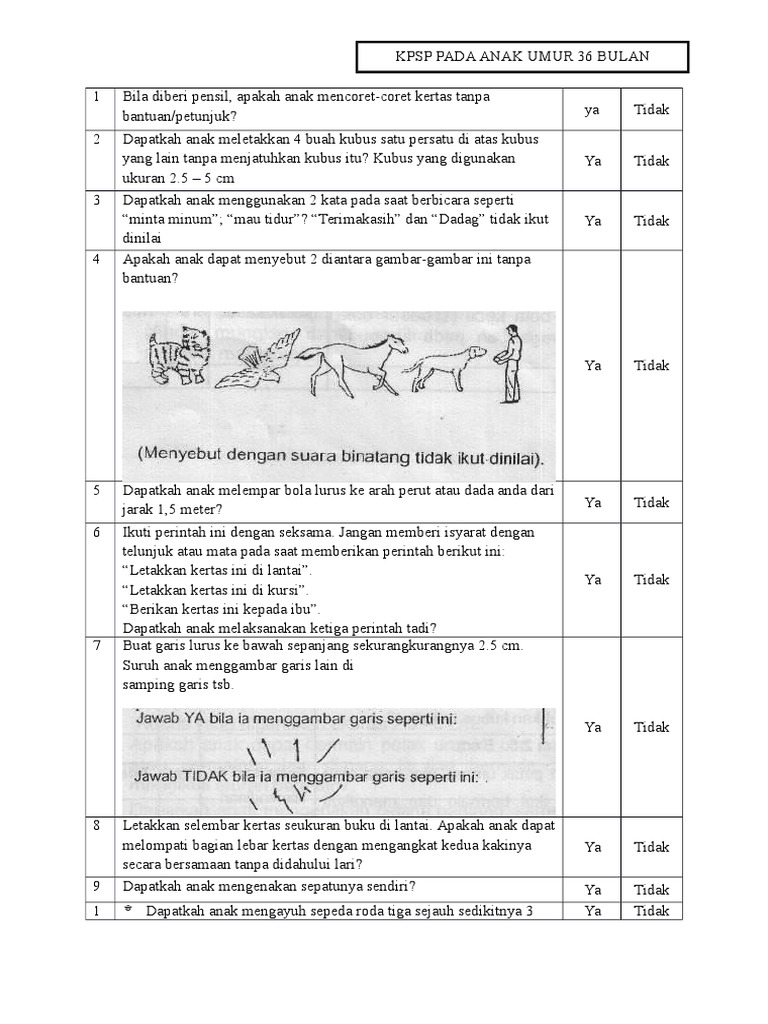 KPSP Anak Usia 6 Bulan hingga 60 Bulan | PDF