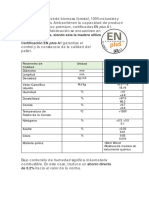 Pellet biomasa forestal ENplus A1 certificado  caracteres