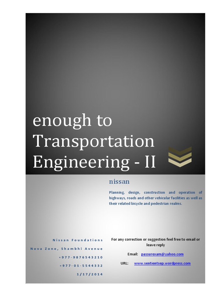 Transportation Engineering Notes | PDF | Road Surface | Young's Modulus