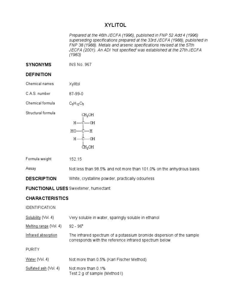 Synonyms Xylitol PDF Chromatography Solubility