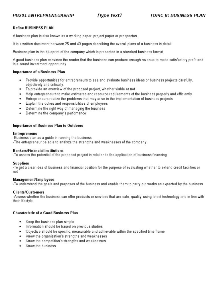 Business Plan Format | PDF | Business Plan | Entrepreneurship