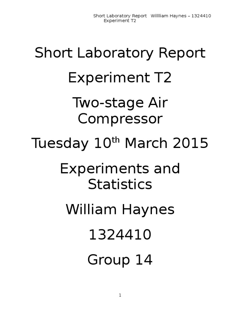 Two-Stage Air Compressor Lab Report | PDF | Mechanics | Mechanical ...