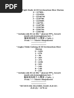 Angka Wajib Hadir Di 2d Berdasarkan Ekor Harian Pdf