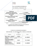 Calendario Provincial- Nacional -Fechas 2015