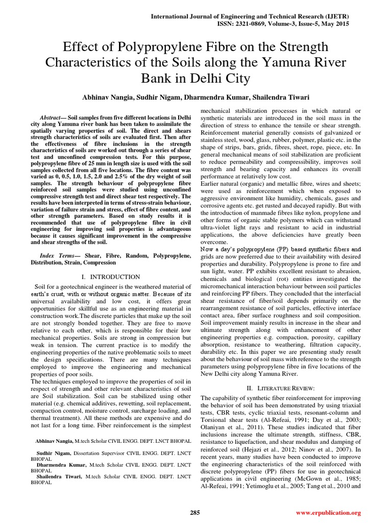 Effect of Polypropylene Fibre On The Strength Characteristics of The