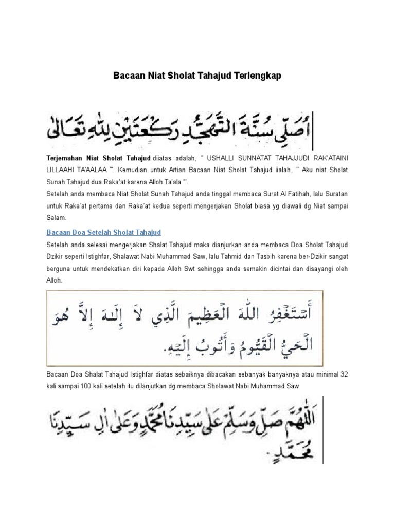 Bacaan Niat Sholat Tahajud Terlengkap Pdf