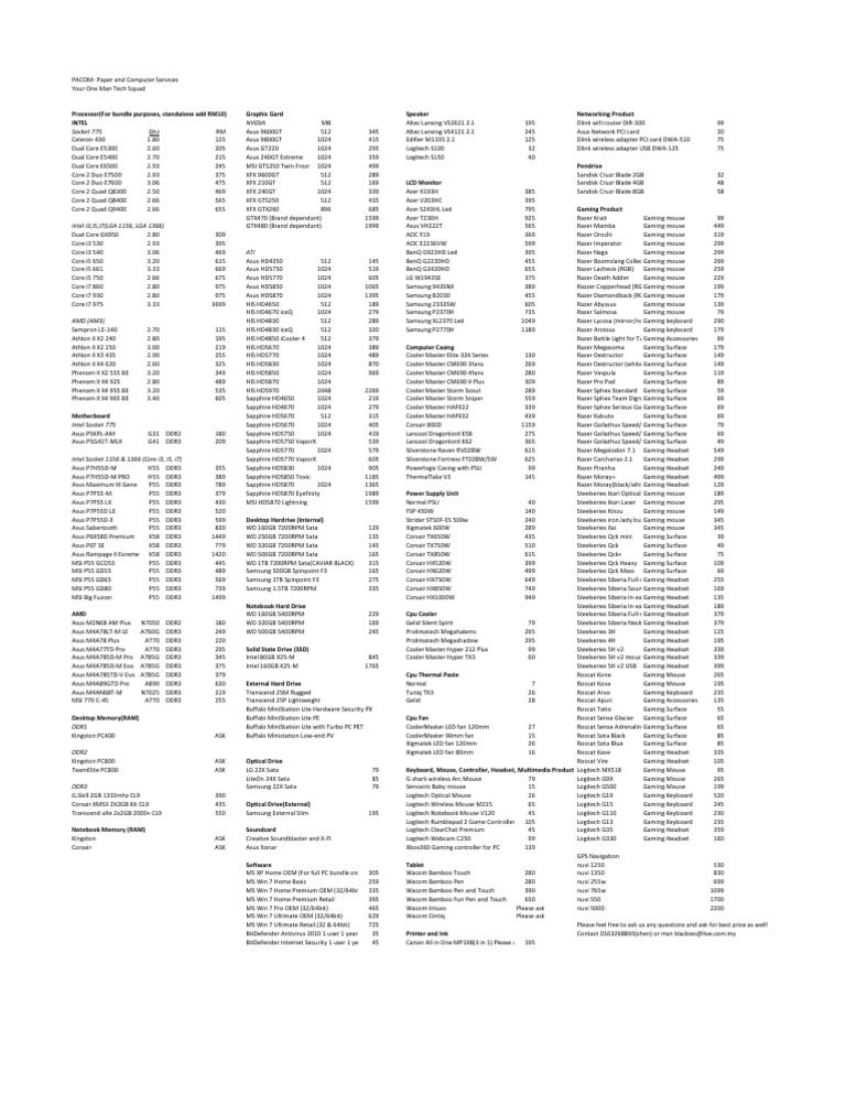 Price List | PDF | Computer Hardware | Office Equipment