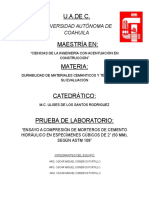 Prueba de Resistencia A La Compresion de Morteros