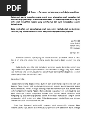 Karangan Surat Tidak Rasmi Kejayaan Psr