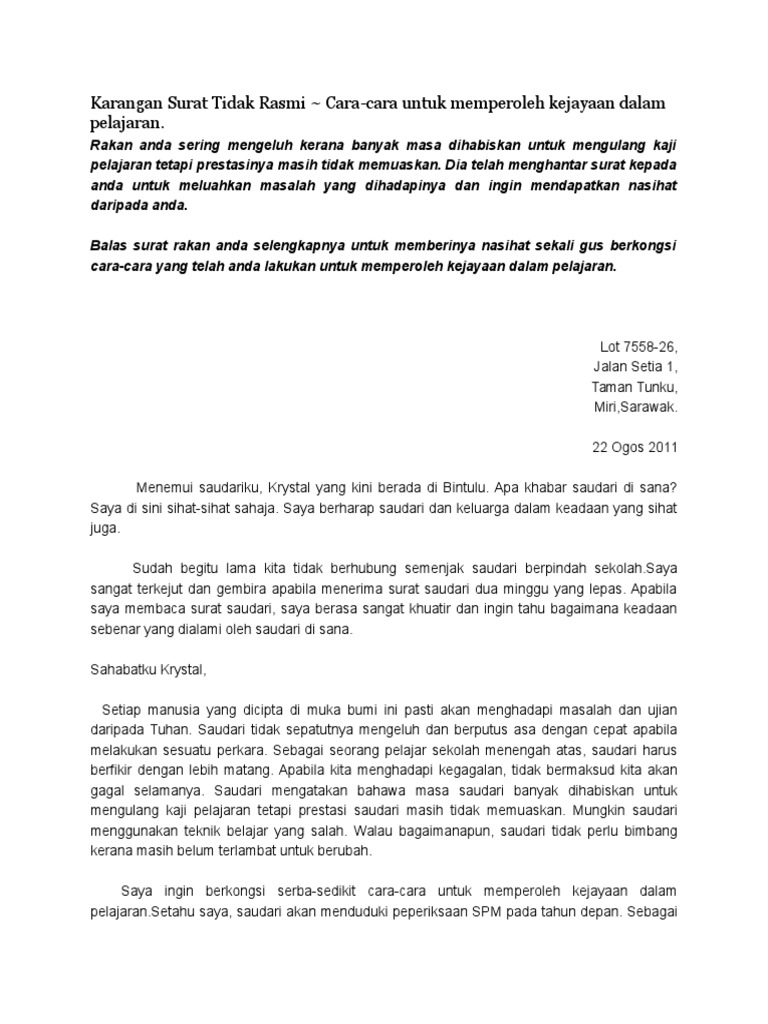 Surat Tidak Rasmi Aktiviti Cuti Sekolah Terbaru  Letter Website