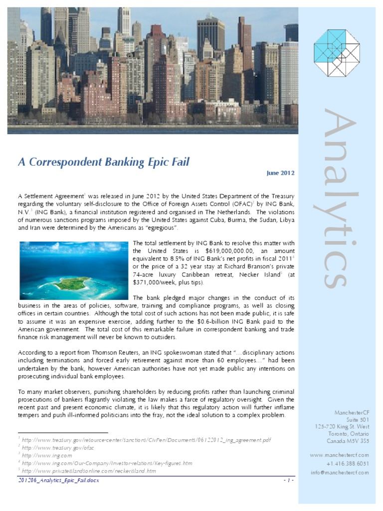 A Correspondent Banking Epic Fail Ing Group Money Laundering