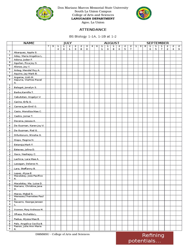 Attendance PDF