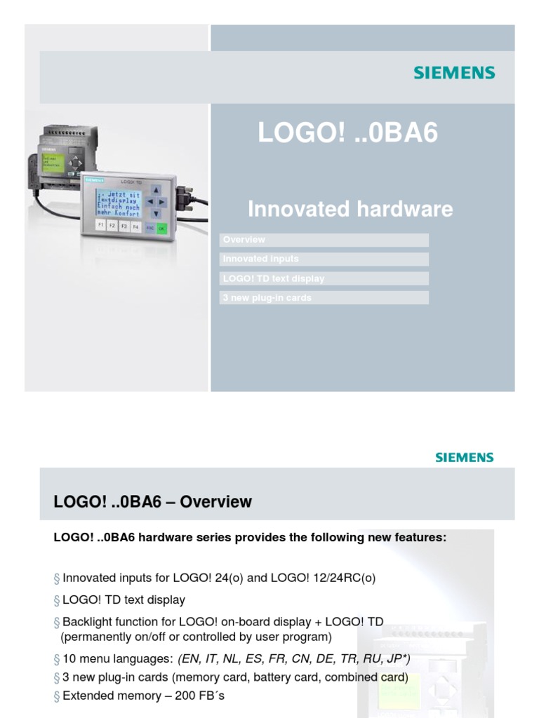 LOGO! ..0BA6: Innovated Hardware | PDF | Computer Engineering ...