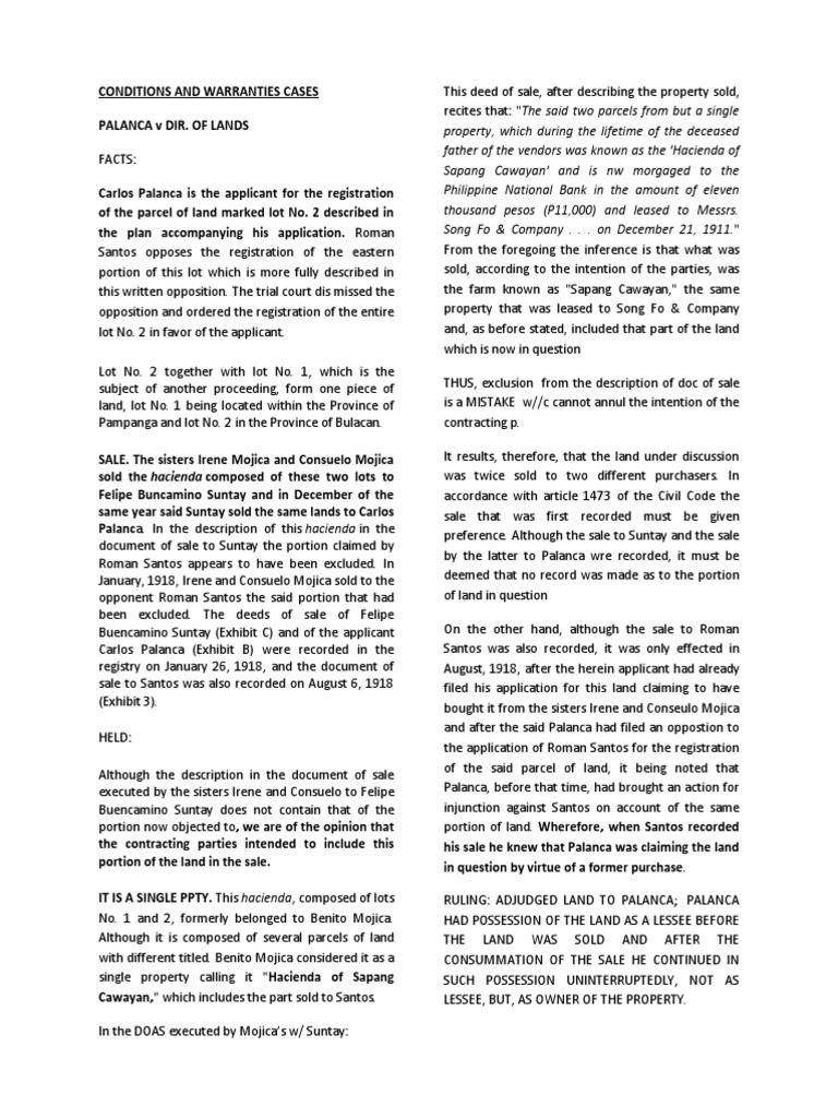 Conditions and Warranties Cases PDF Implied Warranty Lease