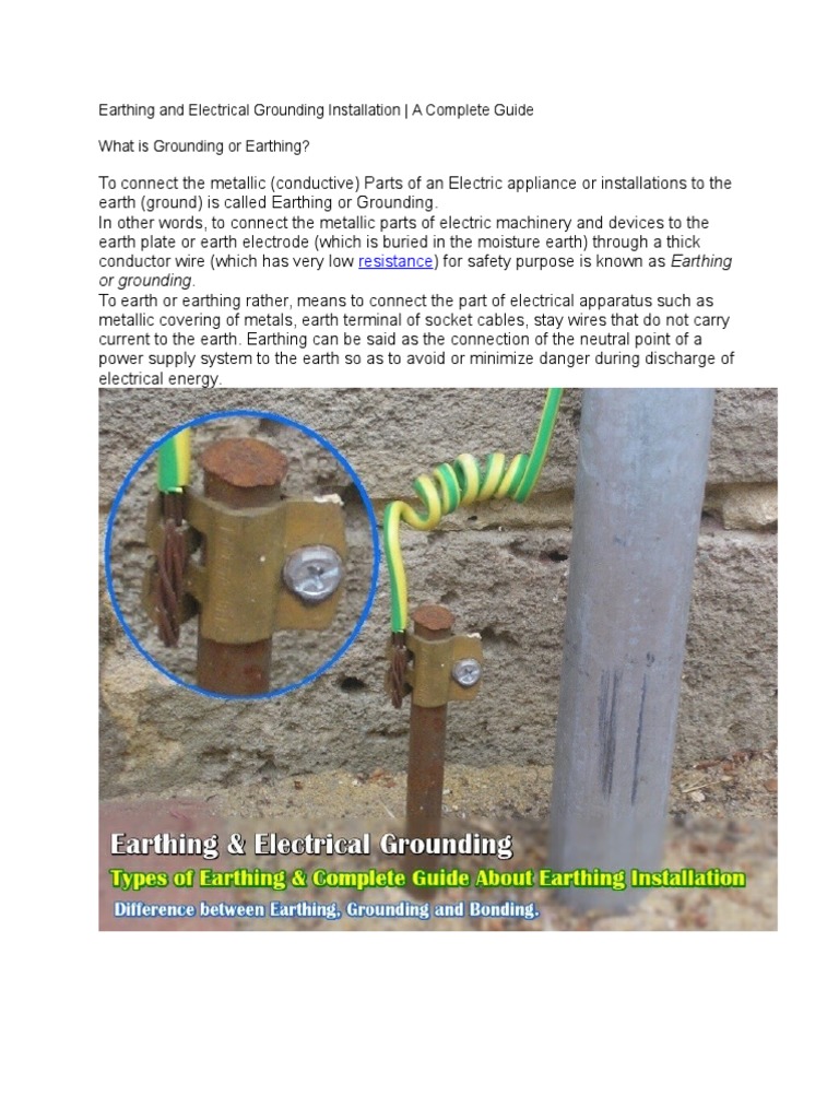 Earthing and Grounding Installation Guide | PDF | Electrical Wiring ...