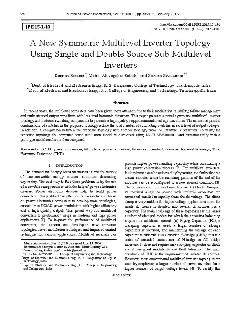 A New Symmetric Multilevel Inverter Topology Using Single and Double ...