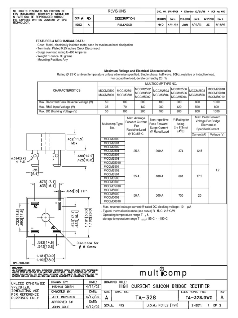 Mult Comp: Features & Mechanical Data | PDF | Electrical Equipment ...