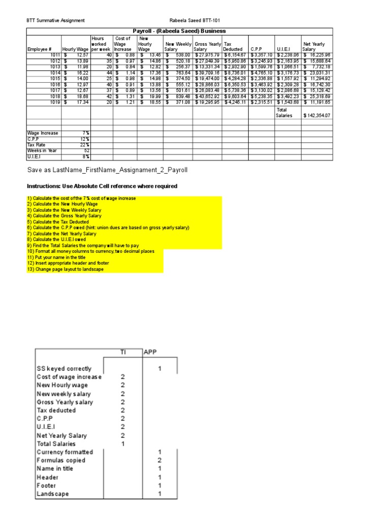 Payroll Analysis for Rabeela Saeed | PDF