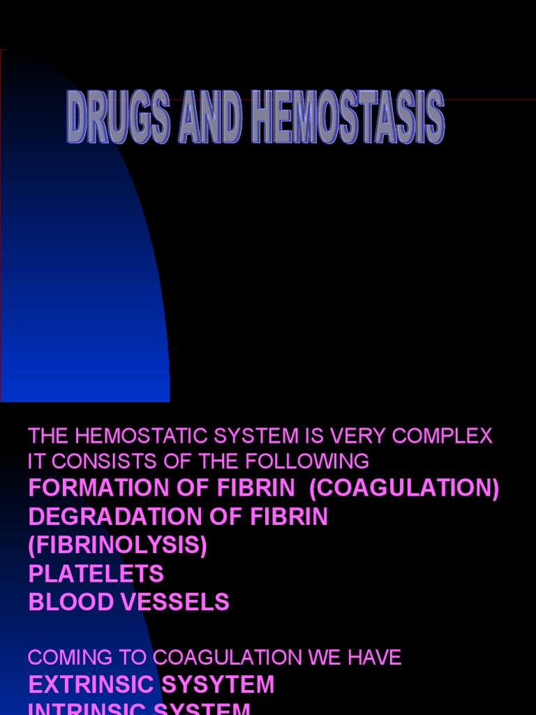 Drugs and Hemostasis Coagulation Platelet