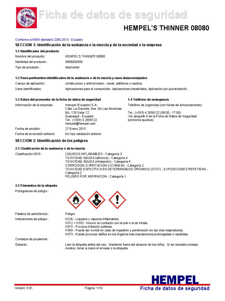 MDS Hempel's Thinner 0808000000.pdf Guante Agua