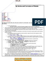 Reactivity Series Corrosion of Metals