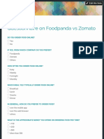 Questionnaire On Foodpanda Vs Zomato