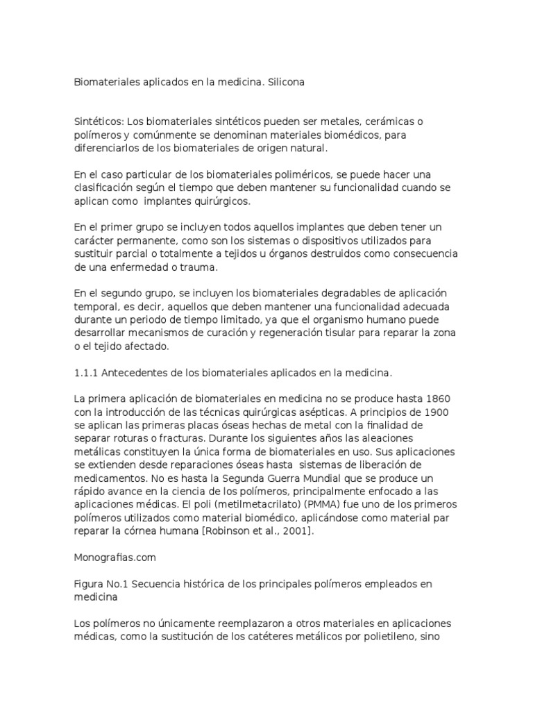 Aplicaciones de biomateriales en medicina | PDF | Silicona | Biomaterial