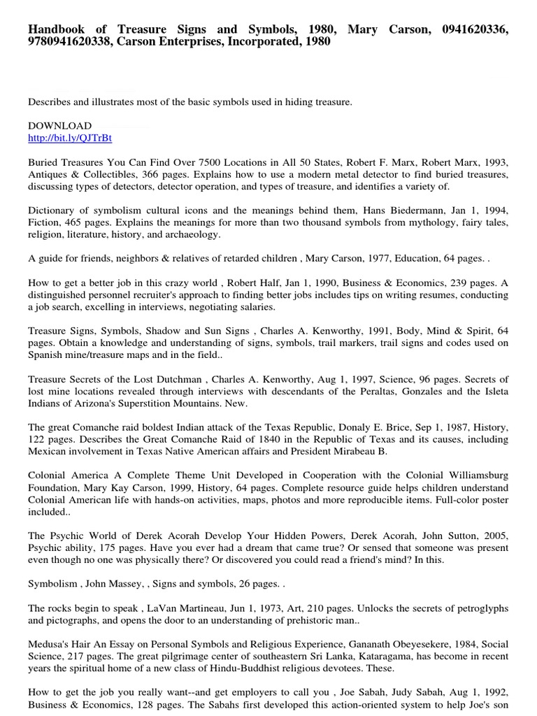 Handbook of Treasure Signs and Symbols 1980 PDF Treasure Reality