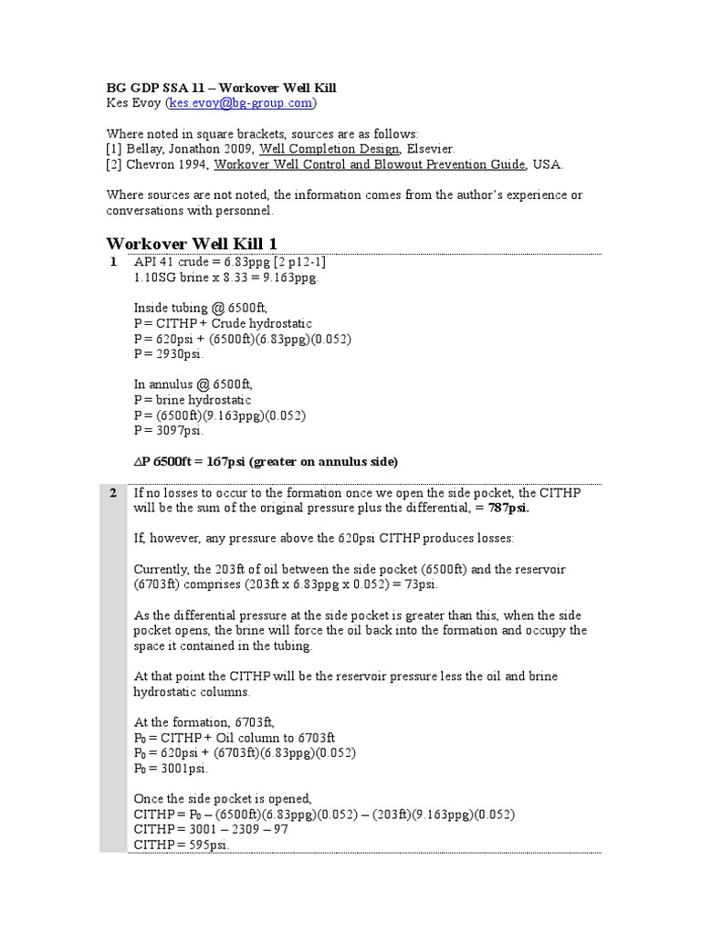 Workover Well Kill Procedures | PDF | Oil Well | Petroleum