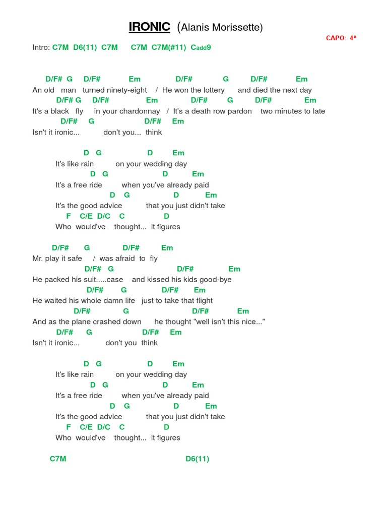 Alanis Morissette Ironic Lyrics Deutsch