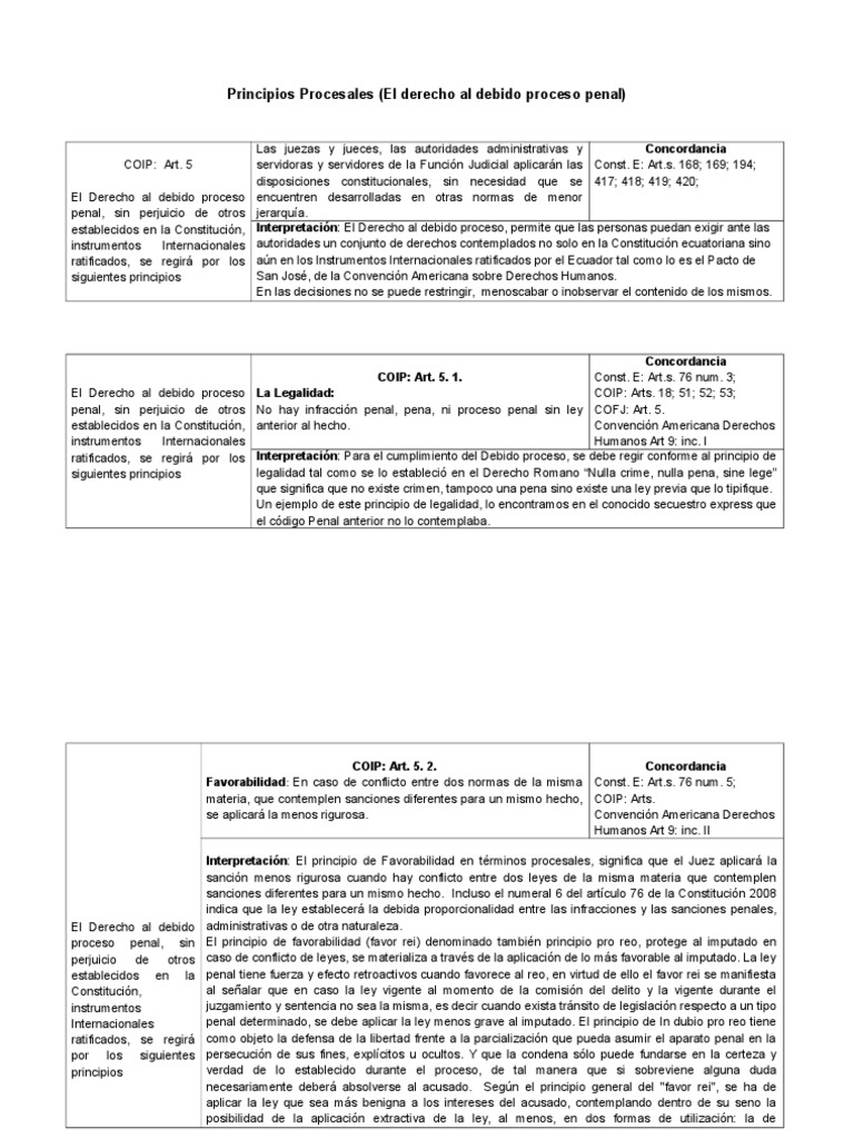 Principios del Debido Proceso Penal COIP | PDF | Ley procesal | Derecho ...