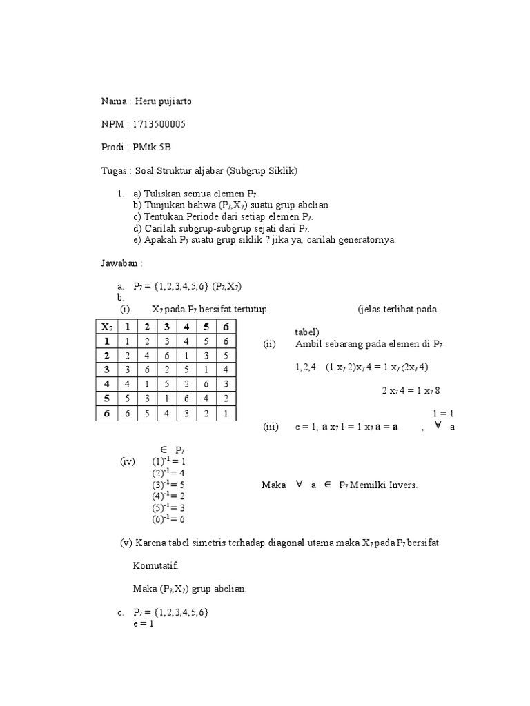 Soal Struktur Aljabar