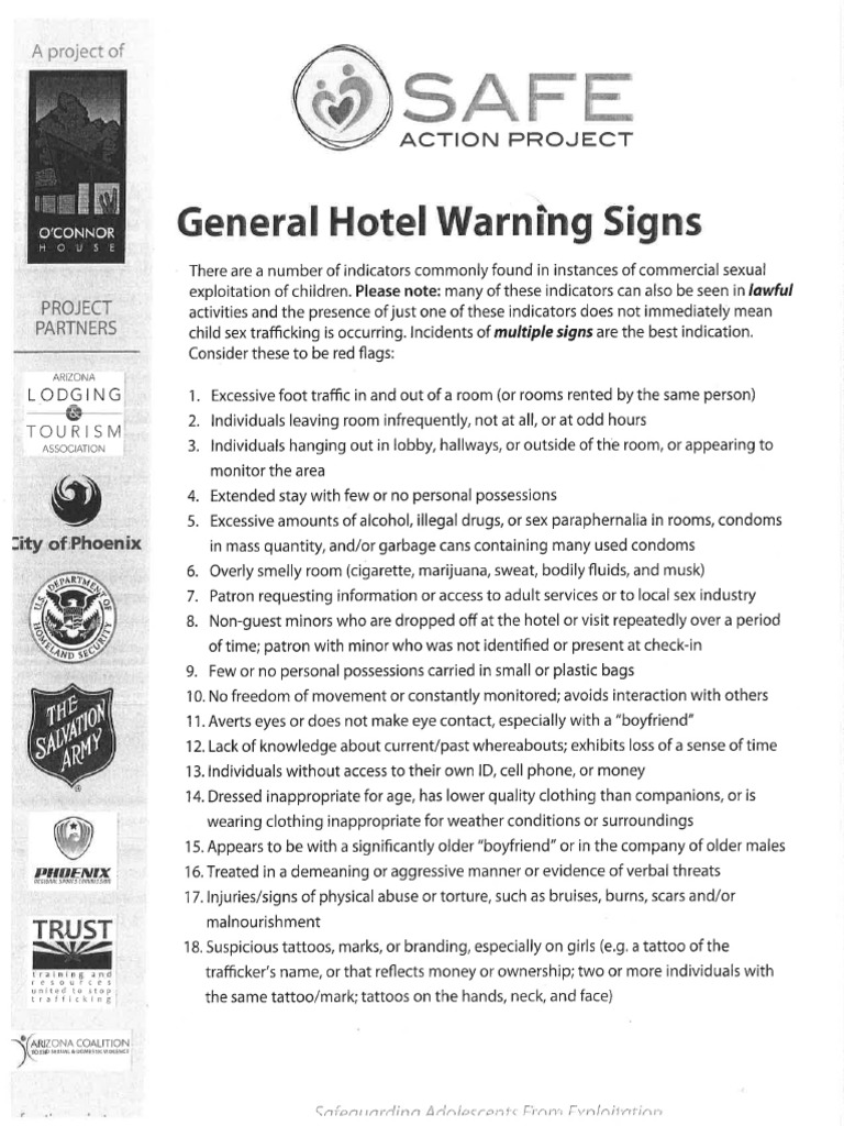 General hotel warning signs