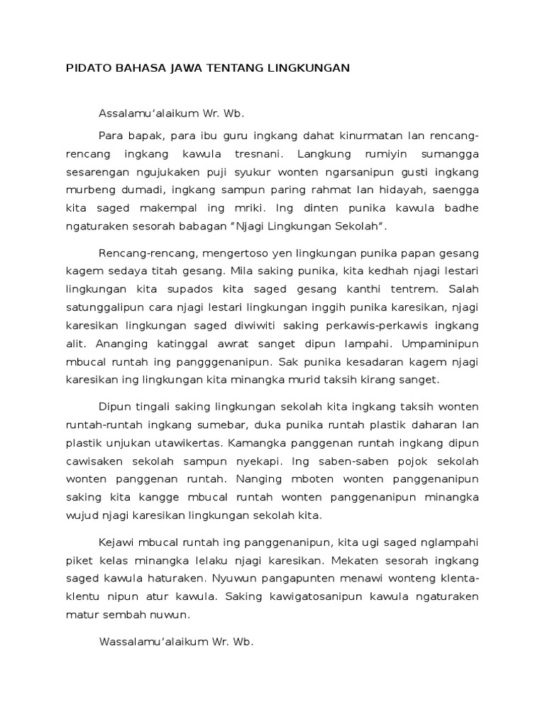 Kumpulan Teks Pidato Bahasa Jawa Cirebon Kumpulan Referensi Teks Pidato