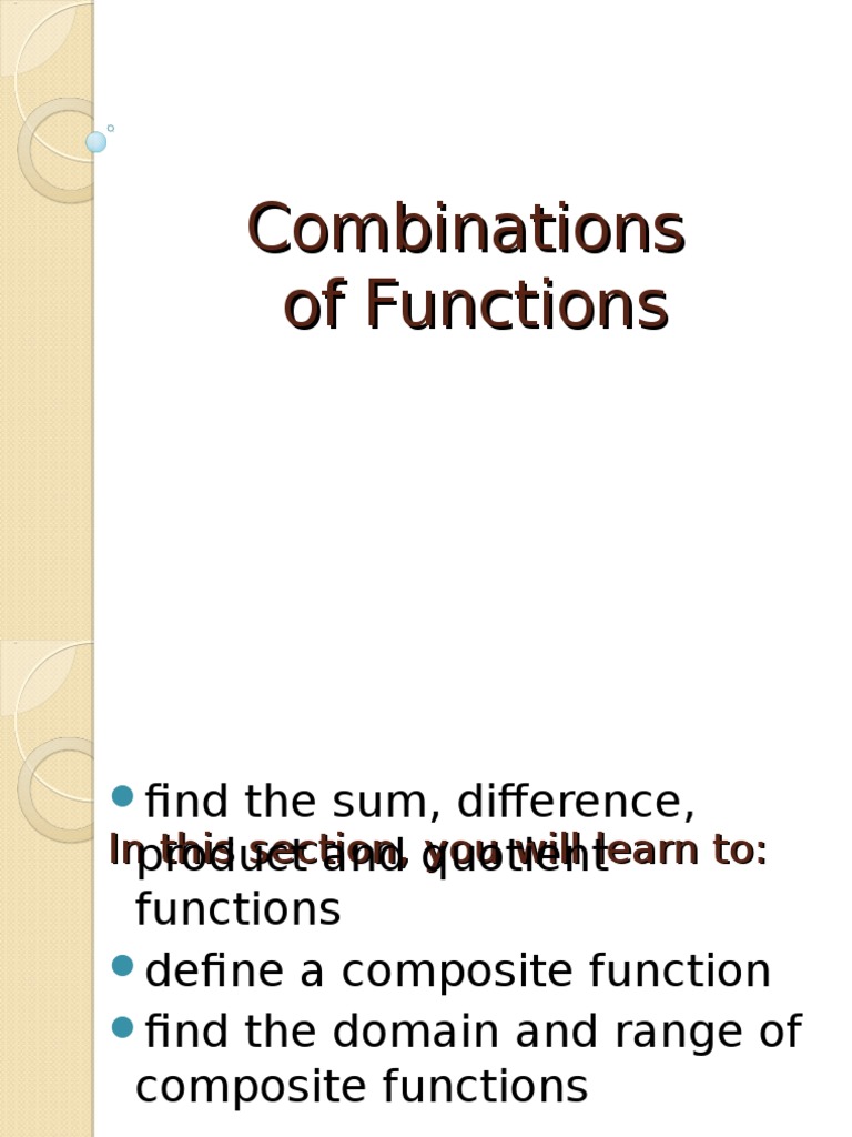 Combinations of Functions PDF Function (Mathematics) Mathematical