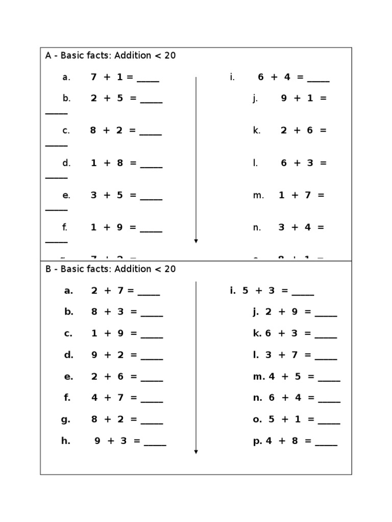 Basic Math Addition and Subtraction Exercises | PDF | Teaching Mathematics