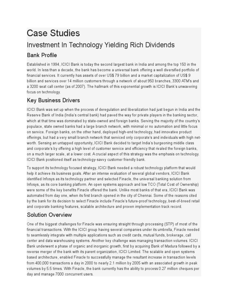 Case Studies Icici PDF Online Banking Banks & Banking