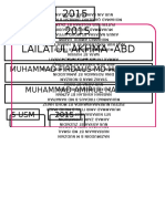 2015 5 Usm 2015 5 Usm Lailatul Akhma Abd Malek: Muhammad Firdaus MD Hanapiah Muhammad Amirul Hakimi 2015 5 Usm